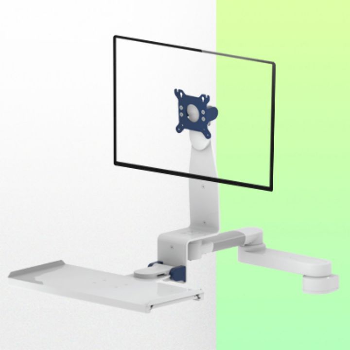Bras Médicaux Combo pour écran, clavier et souris Pivotants, Rabattables, ajustables en profondeur