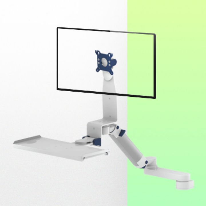 Bras Médicaux Double Combo pour écran, clavier et souris Rabattable, Pivotants et ajustables en hauteur