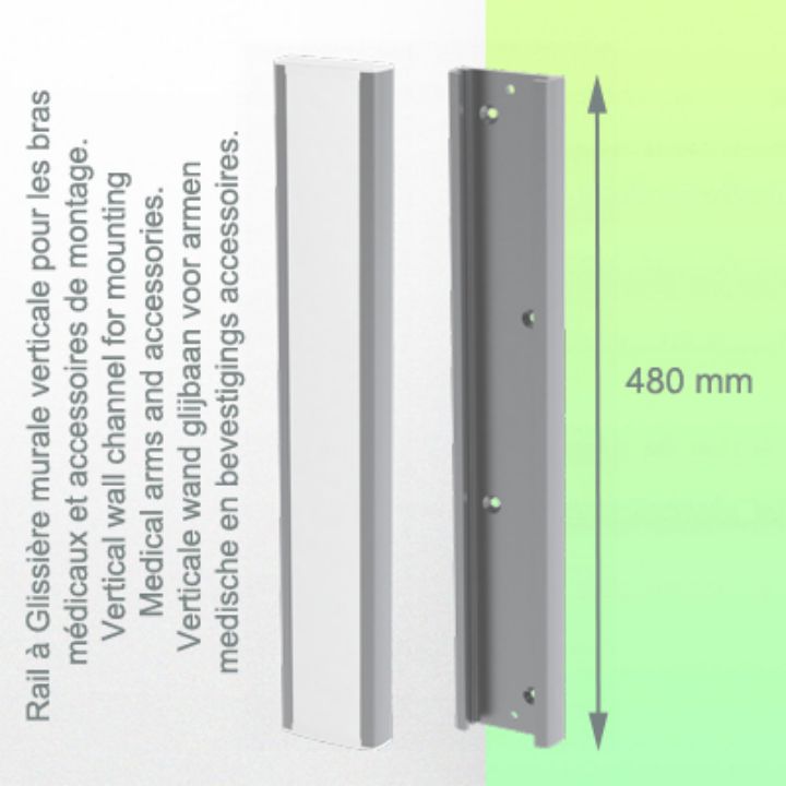 Bras Médical à pivot court de 100 mm pour écran, fixation murale sur rail Vertical à glissière