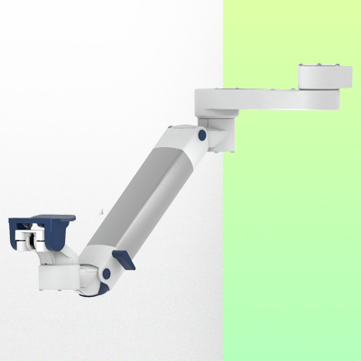 Double Bras Médicaux pour monitoring Plaque plongeante 5"ou Attache Rapide pivotants et ajustables en hauteur et profondeur Position Haute